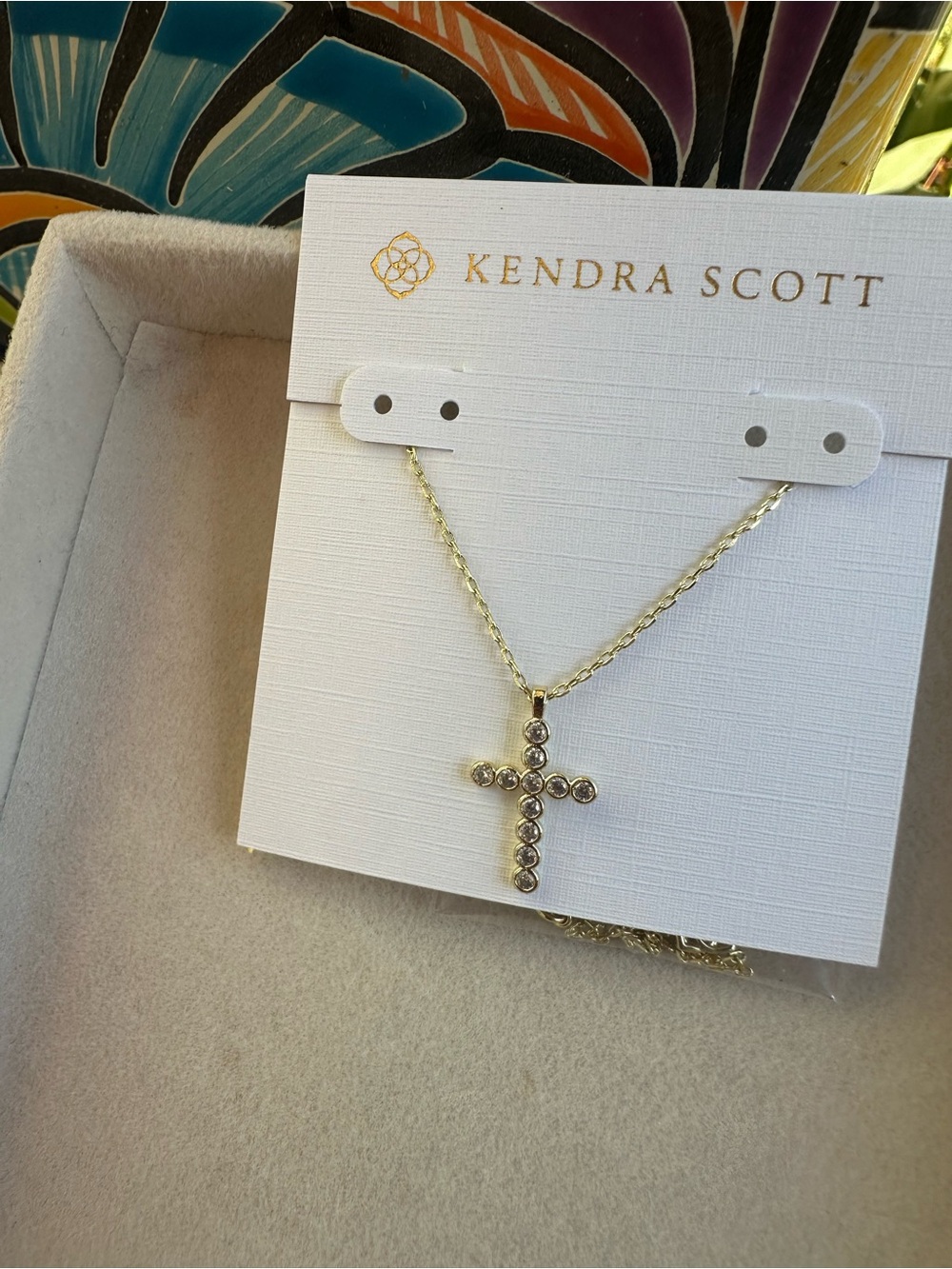 Kendra Scott Gold Cross Pendant Necklace with Crystal Accents